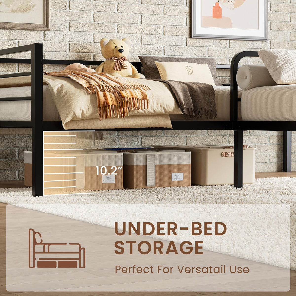 Black L Shaped Twin Beds with Rails O514818