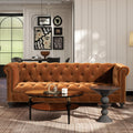Burnt Orange Performance Velvet Tufted Chesterfield Sofa W8827