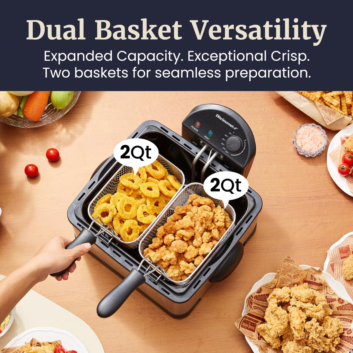 4.5Qt Deep Fryer with 2Qt Split Baskets Q345277