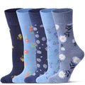 Bamboo Viscose Non Binding Crew Socks, 5 Pairs P652677