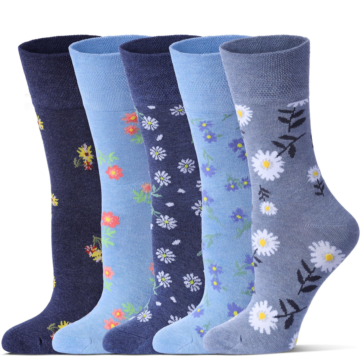 Bamboo Viscose Non Binding Crew Socks, 5 Pairs P652677