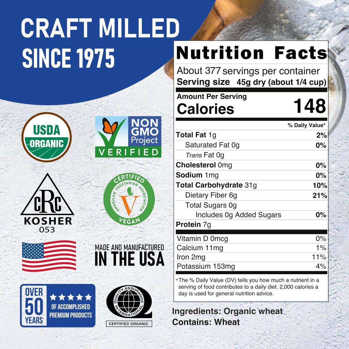 Organic Hard Red Spring Wheat Berries, 25 lb Q99414