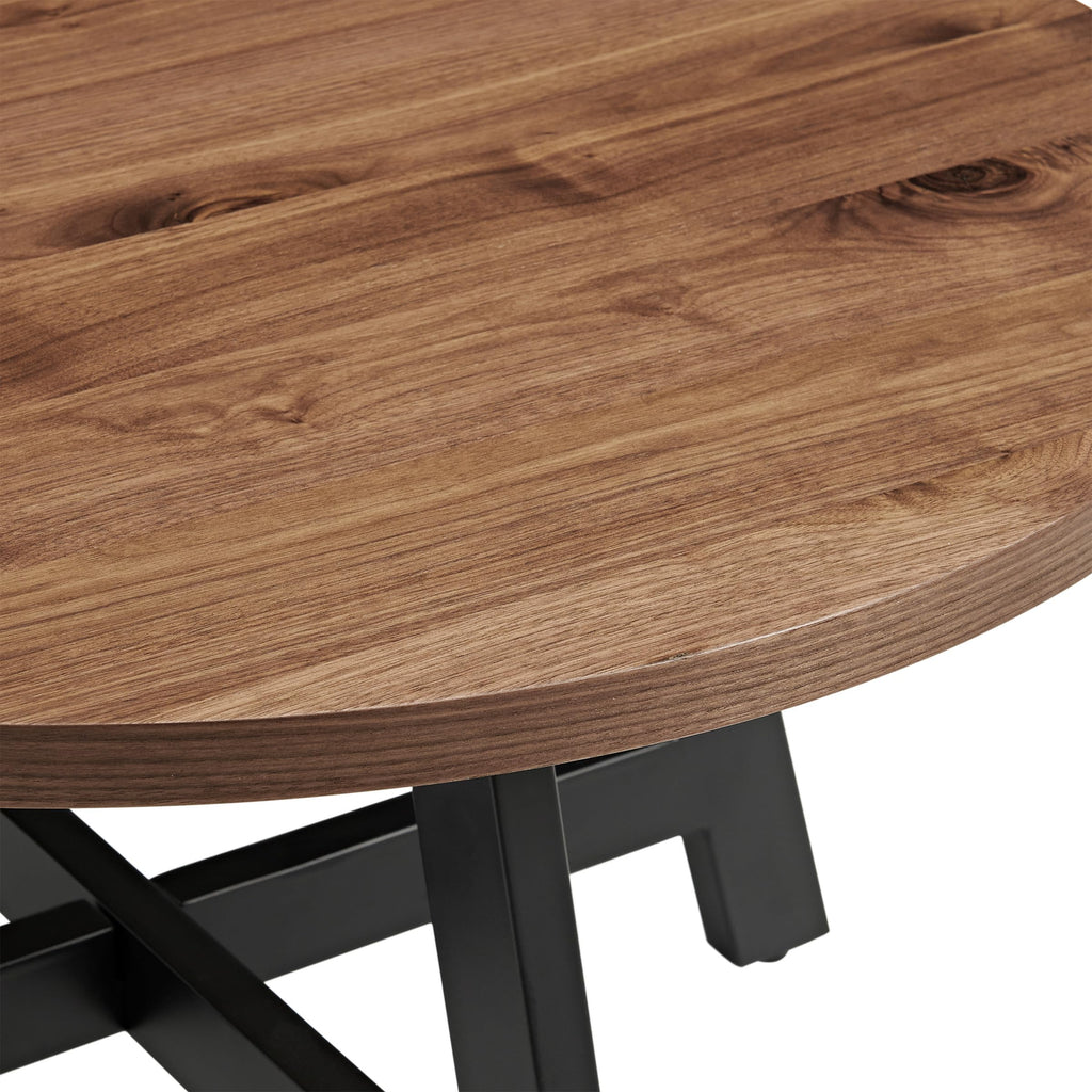 Round Wood Top Metal Base Coffee Table H35291