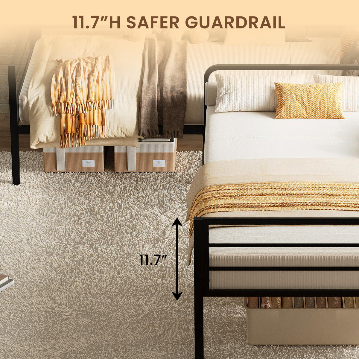 Black L Shaped Twin Beds with Rails O514818